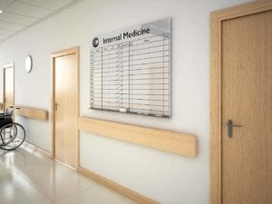 glass markerboard at medical clinic
